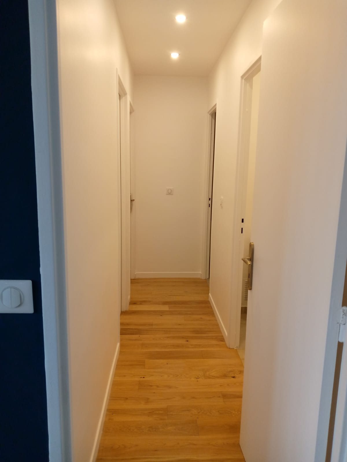 couloir rénové avec parquet Paris 20